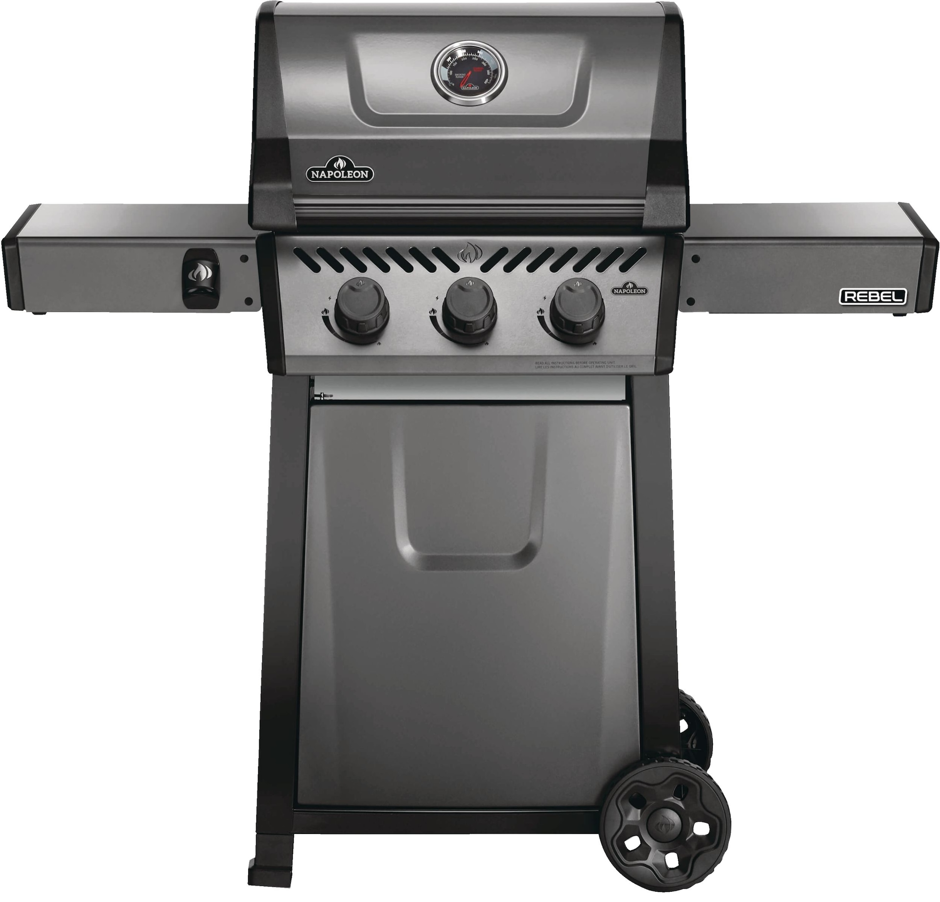 Napoleon Rebel Natural Gas BBQ Grill with 3 Burners, Graphite Grey