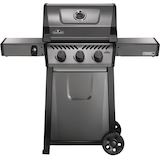 Barbecue au gaz naturel Napoleon Rebel avec tablettes latérales rabattables, 3 brûleurs, gris graphite Front_Flat
