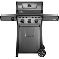 Napoleon Rebel 3-Burner Natural Gas BBQ Grill, Folding Side Shelves, Graphite Grey Front_Flat