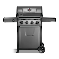 Napoleon Rebel Natural Gas BBQ Grill with 4 Burners & Folding Side Shelves, Graphite Grey Front_Elevated