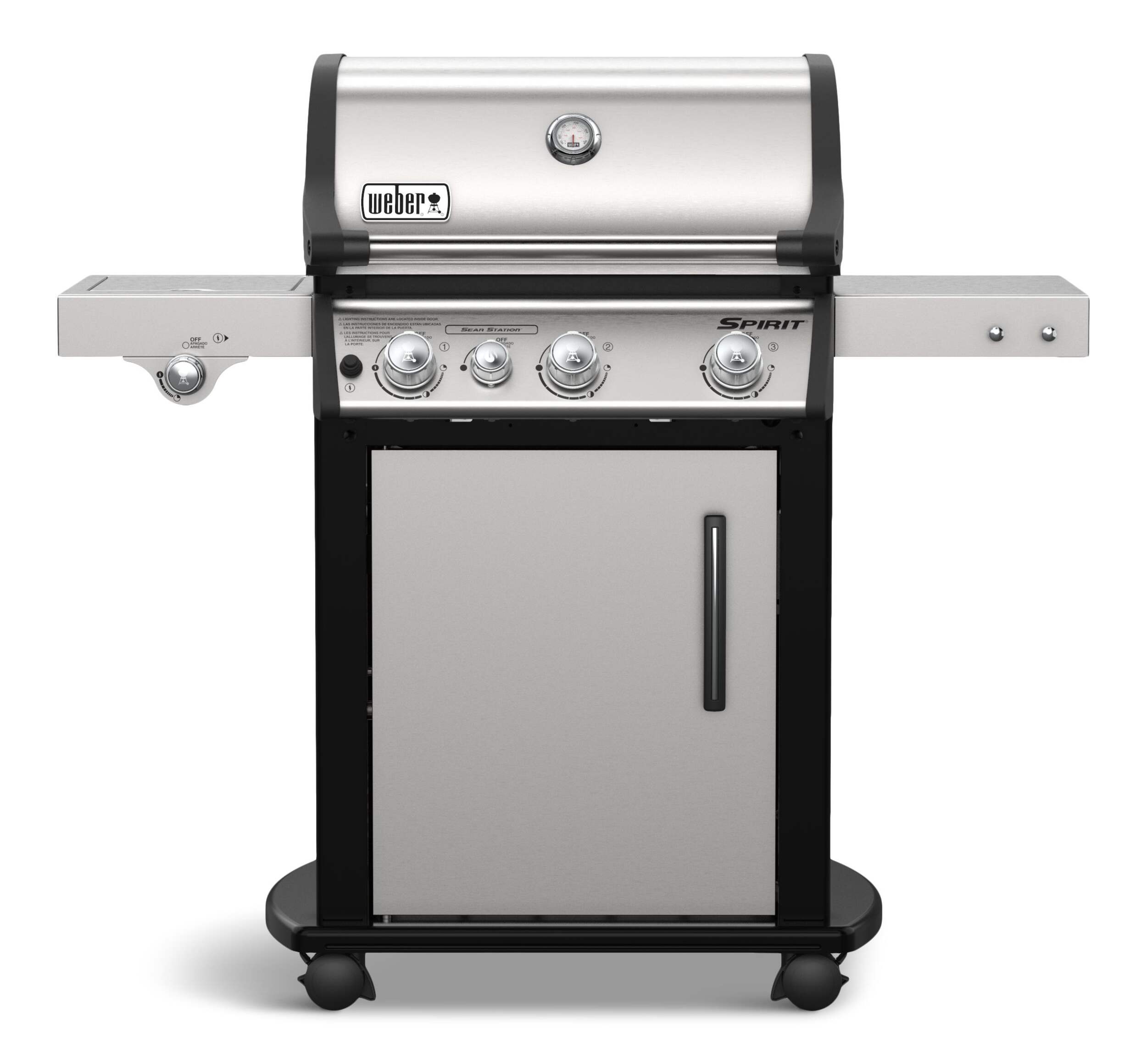 Weber Spirit SP-335 3-Burner Propane Gas BBQ Grill with an Extra Side Burner Front_Flat