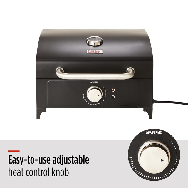 MASTER Chef Tabletop Portable Electric BBQ Grill with CastIron Grates