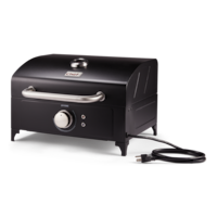 MASTER Chef Tabletop Portable Electric BBQ Grill with Cast-Iron Grates, Black