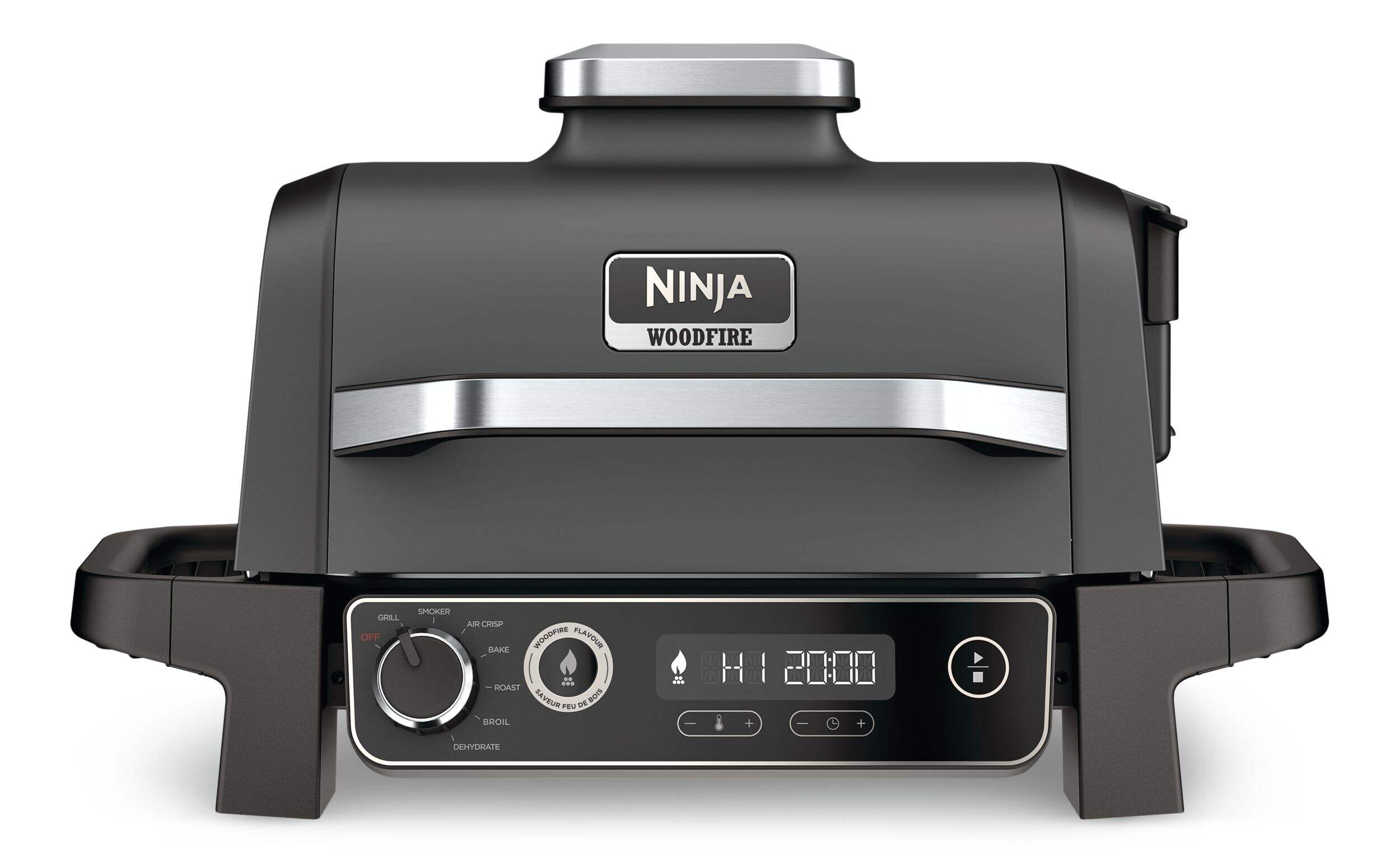 Ninja Woodfire™ 7-in-1 Single-Burner Outdoor Electric Grill & Smoker with Handles, Black Front_Flat