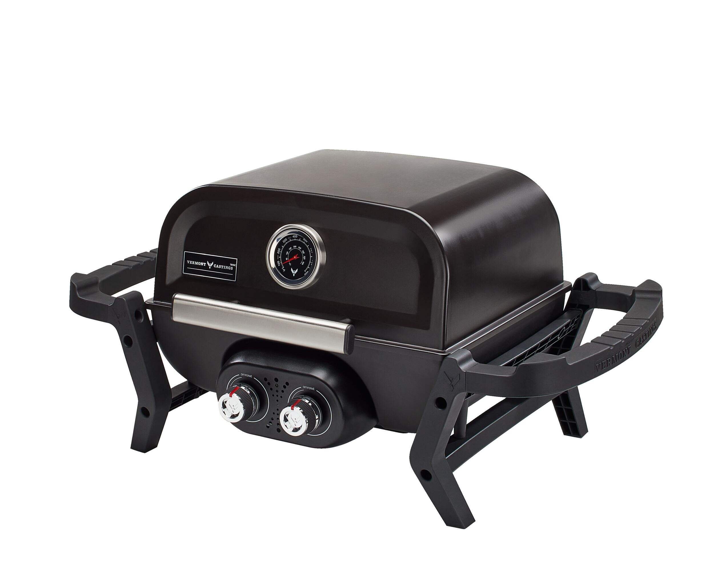 Vermont Castings Portable Lightweight 2-Burner Propane BBQ Grill, 13,000 BTUs Front_Three_Fourths_Angled_Left