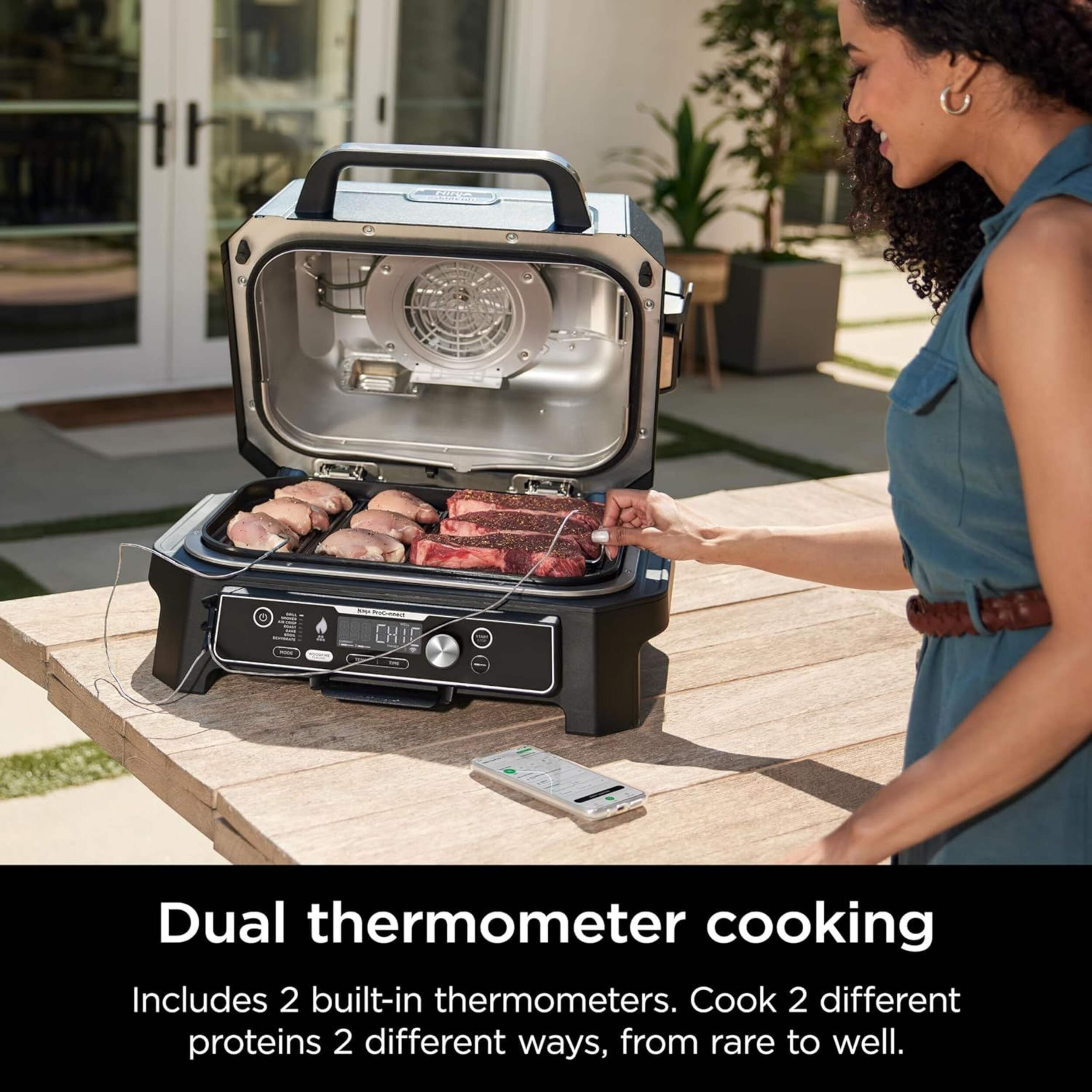 Ninja Woodfire™ Pro Connect XL 7in1 Smart Outdoor Electric Grill, Smoker & BBQ with Builtin