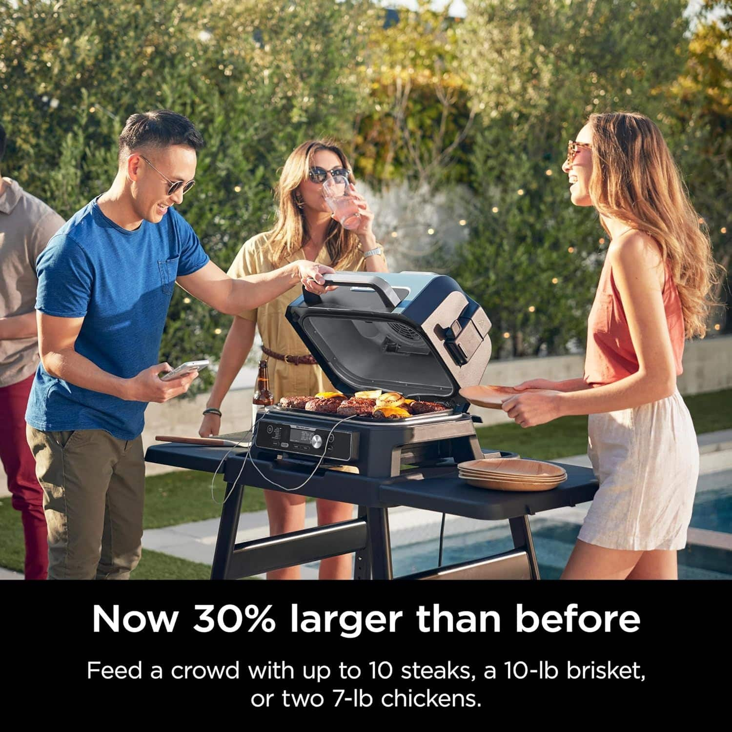 Ninja Woodfire Pro Connect XL 7 in 1 Smart Outdoor Electric Grill Smoker BBQ with Built in Thermometer 100 Real Wood Pellets Canadian Tire