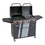 MASTER Chef Grill Turismo™ 5-Burner Propane BBQ Grill and Griddle with Convertible Valve System Front_Angled_Right