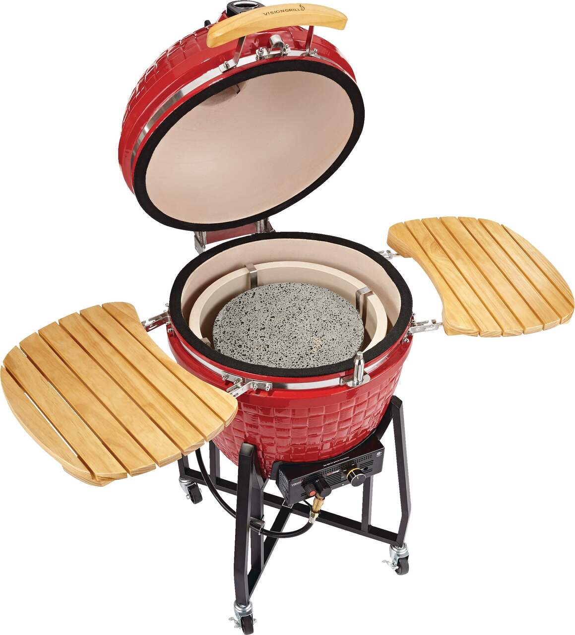 Barbecue au charbon de bois Mustang Grill Kamado S thermomètre dans le  couvercle Surface du gril (diamètre)=325 mm gris - Conrad Electronic France