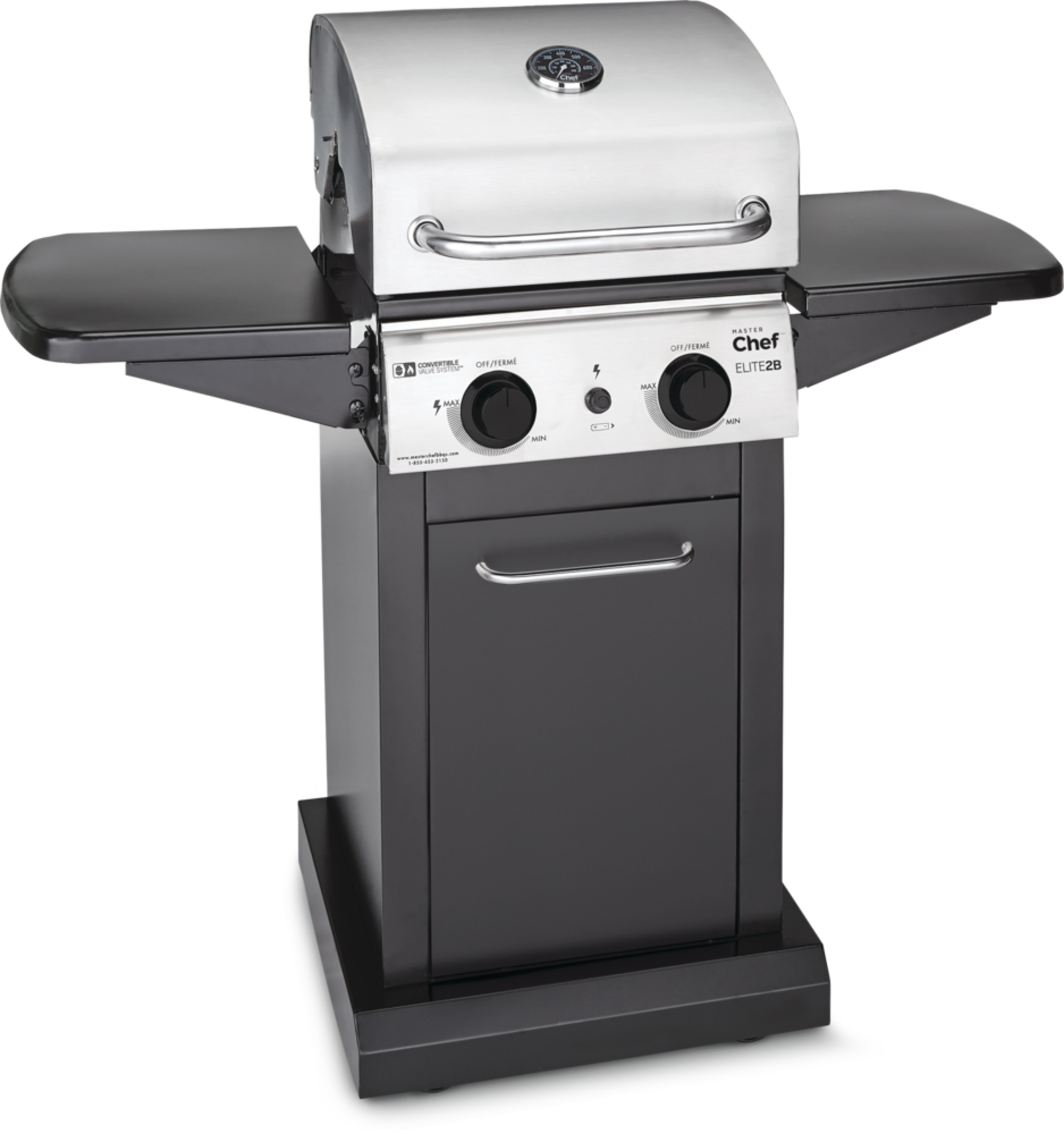 MASTER Chef Elite 2-Burner Convertible Propane Gas BBQ Grill Front_Three_Fourths_Angled_Right