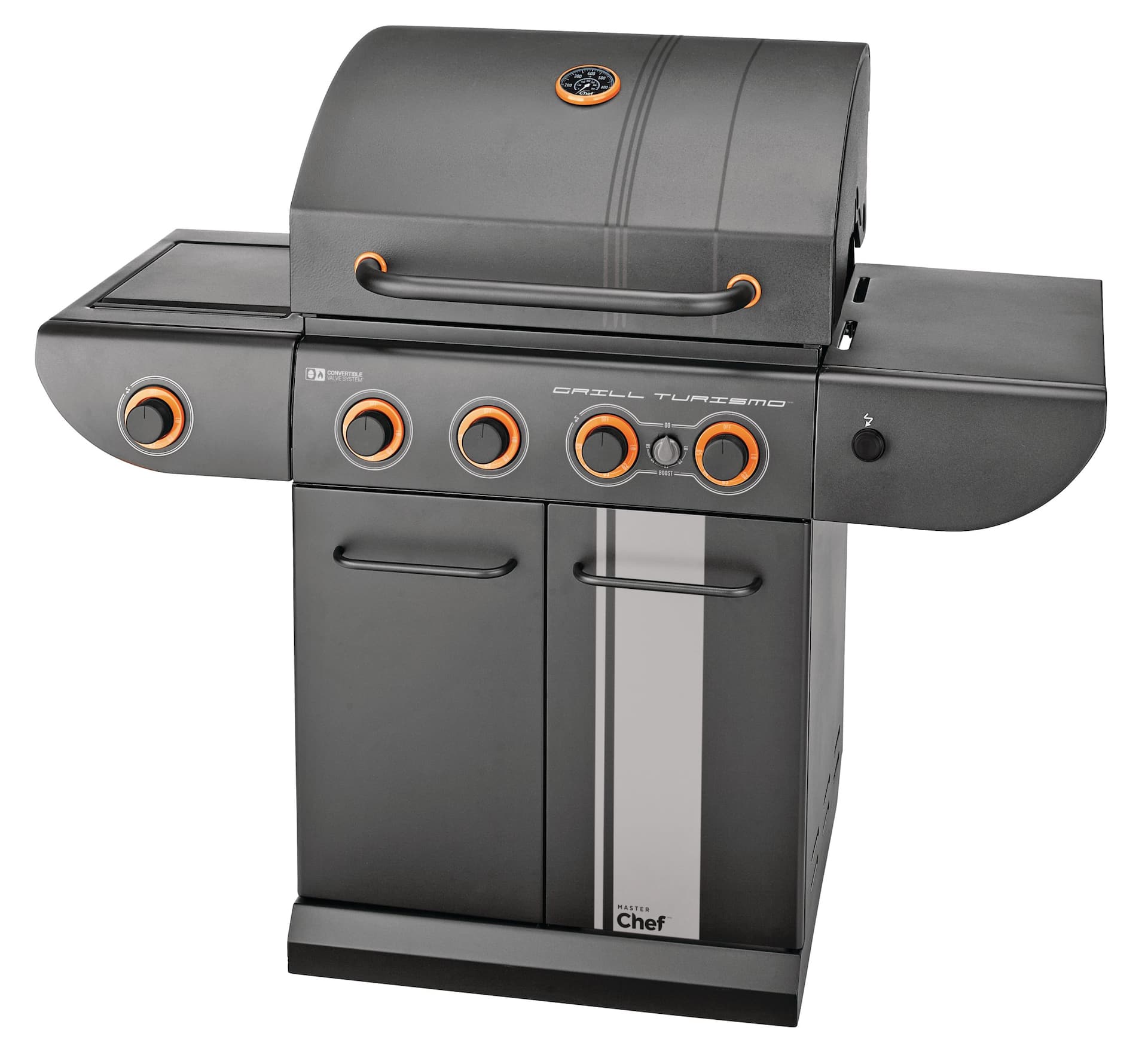 MASTER Chef Grill Turismo 4 Burner Convertible BBQ with Side Burner