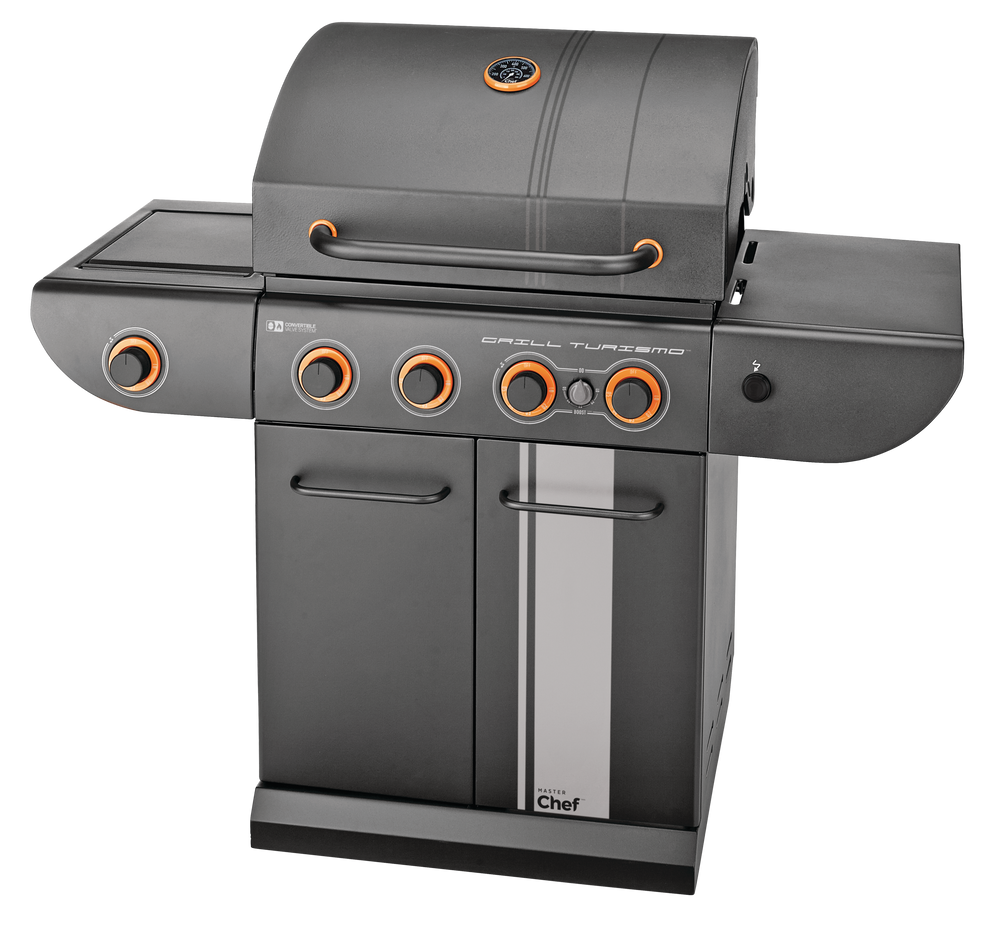 MASTER Chef Grill Turismo 4-Burner Convertible Propane Gas BBQ Grill ...