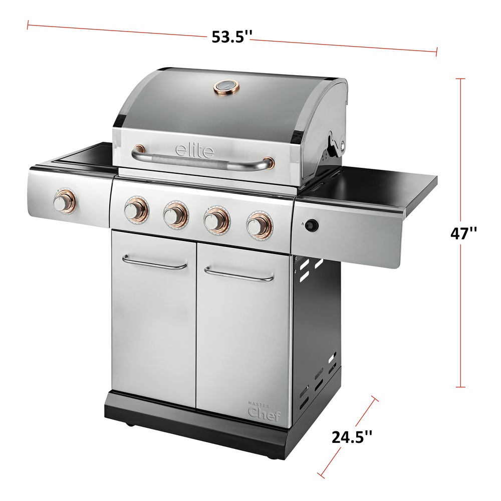 MASTER Chef Elite 4Burner Convertible Propane Gas BBQ Grill with an