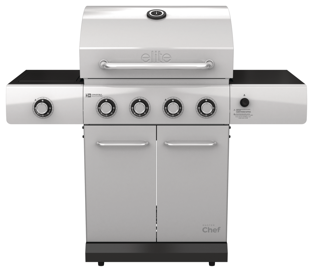 MASTER Chef Elite 4Burner Convertible Propane Gas BBQ Grill with an