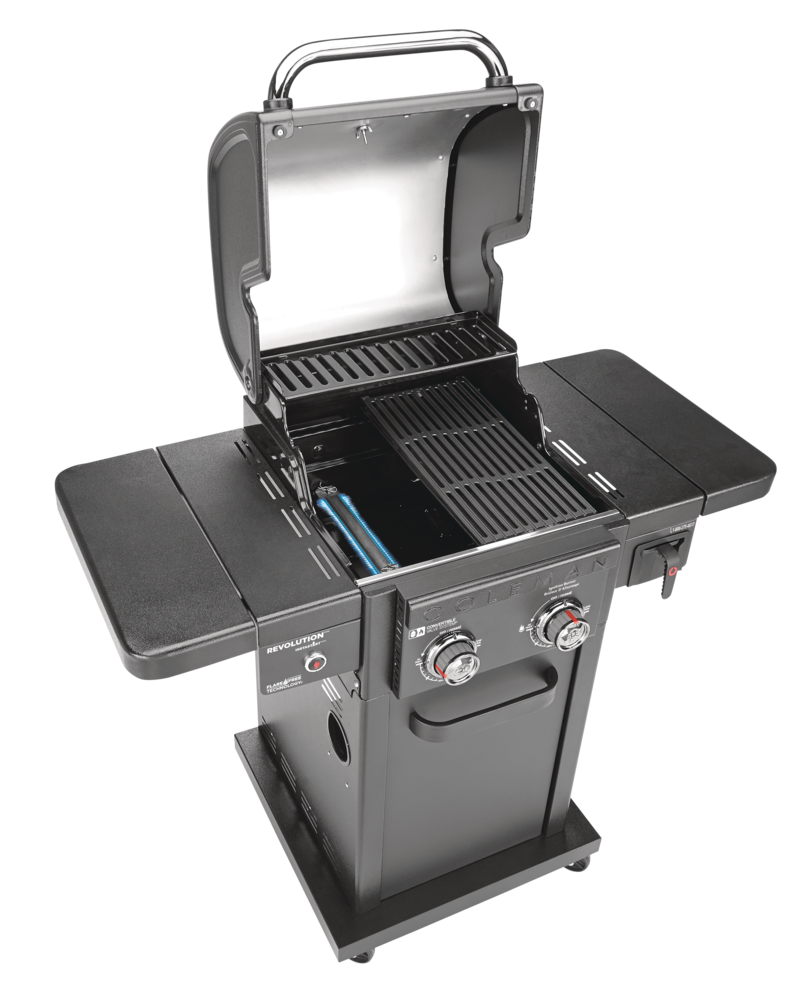Coleman Barbecue Revolution au propane avec tablettes latérales convertible propane/gaz