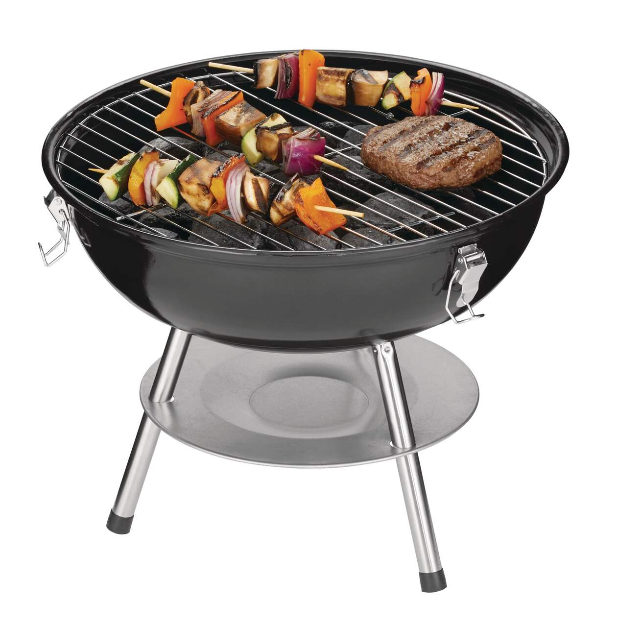 MASTER Chef Portable 14-In Charcoal Kettle BBQ Grill with a