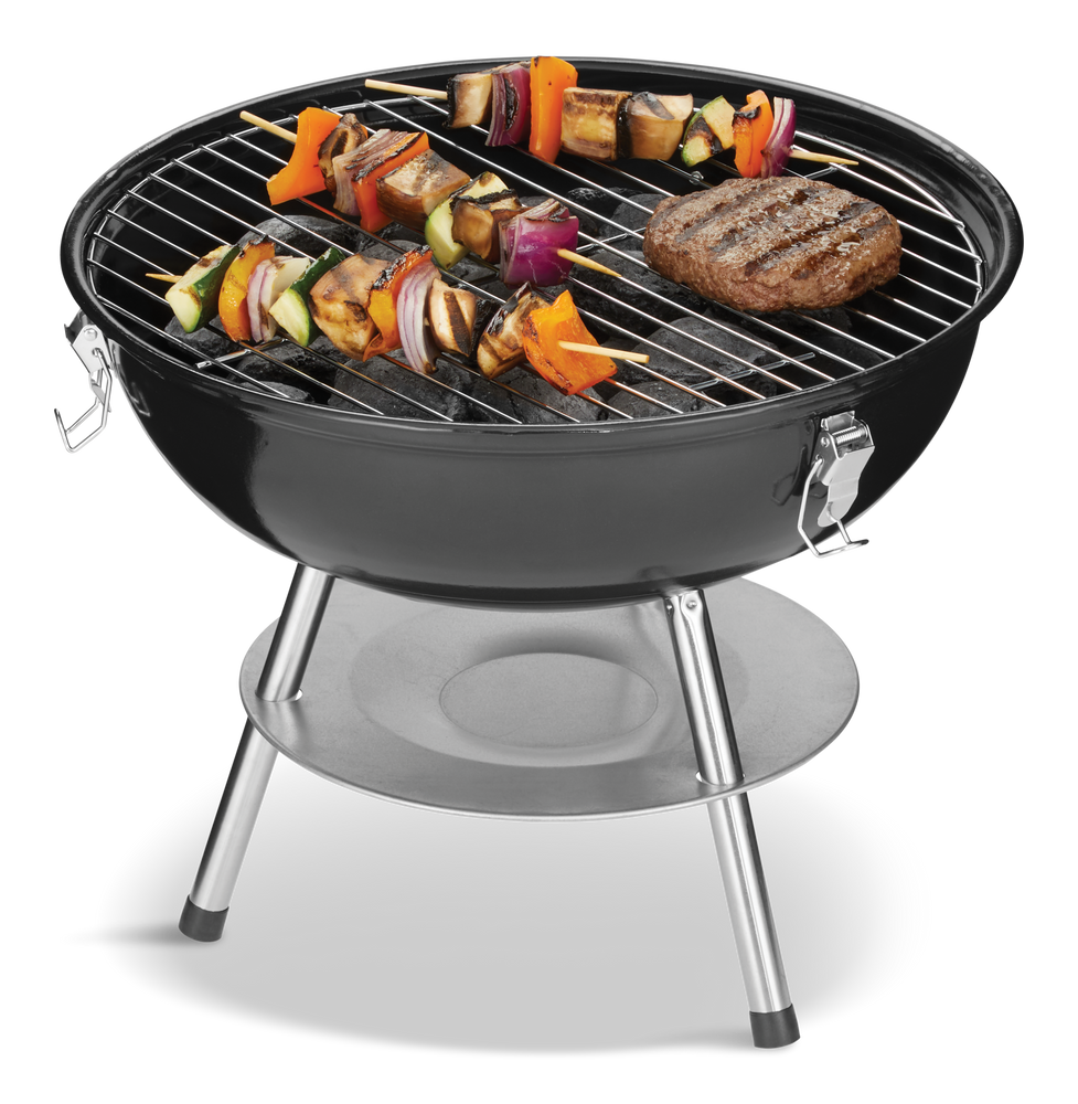 MASTER Chef Portable 14In Charcoal Kettle BBQ Grill with a Folding