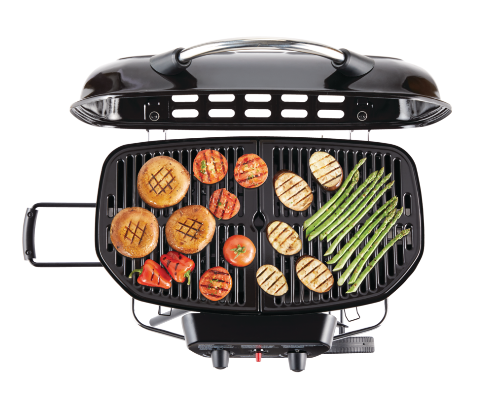 MASTER Chef Portable 2Burner Propane Gas BBQ Grill with a Folding Cart