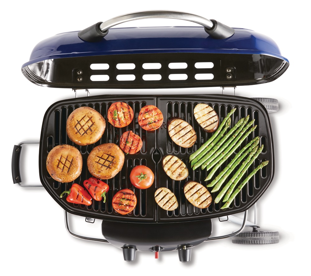 MASTER Chef Portable 2Burner Propane Gas BBQ Grill with a Folding Cart