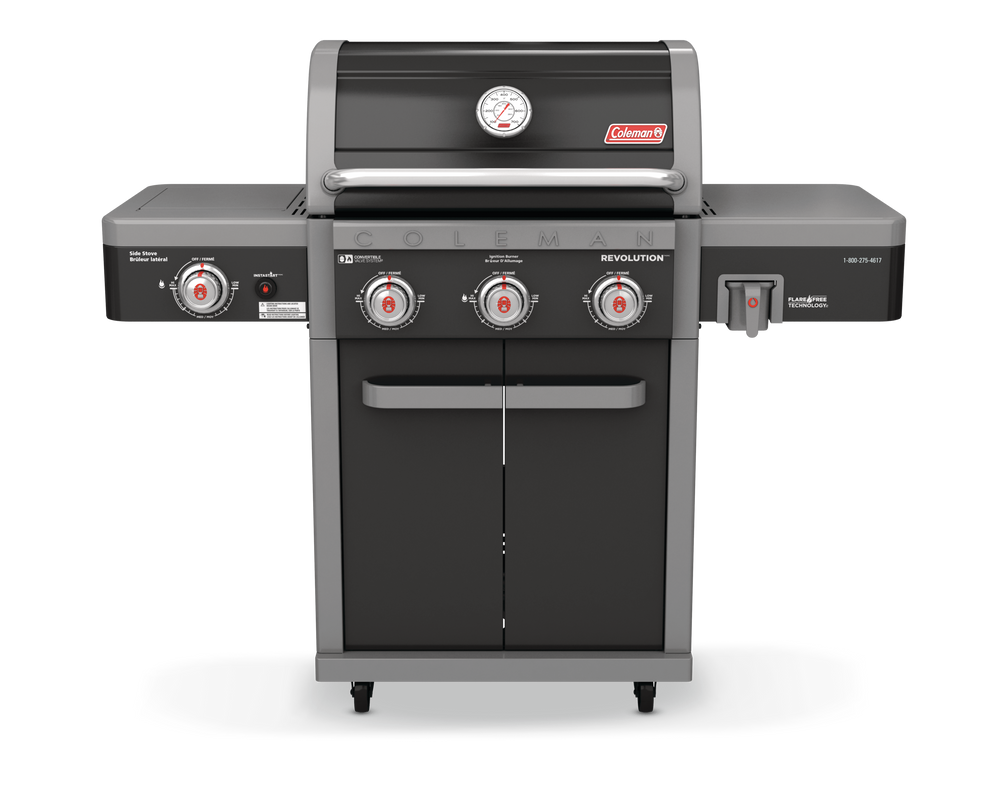 Coleman Revolution 3Burner Convertible Propane Gas BBQ Grill with Side