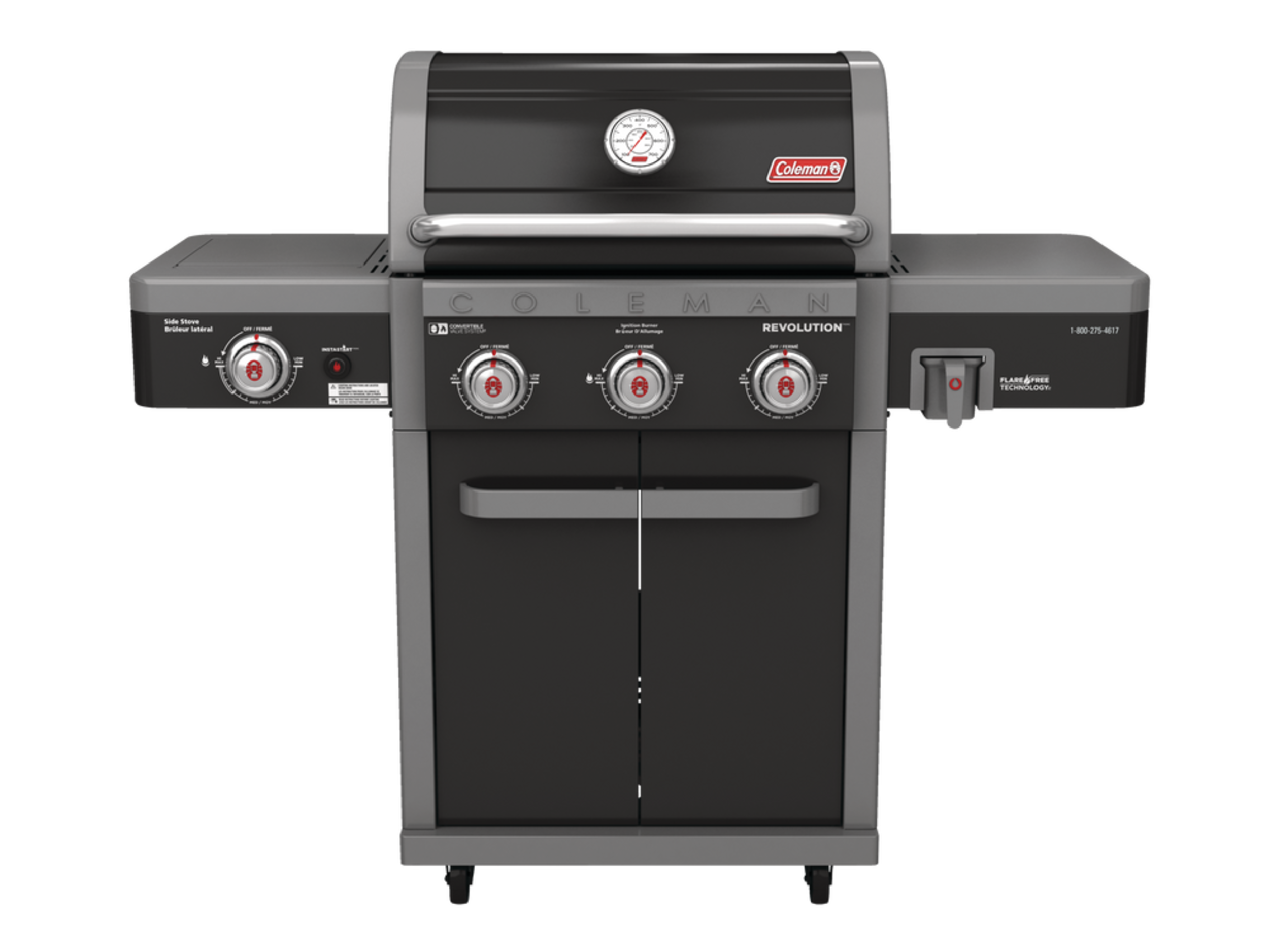 Coleman Revolution 3Burner Convertible Propane Gas BBQ Grill with Side Shelves Canadian Tire