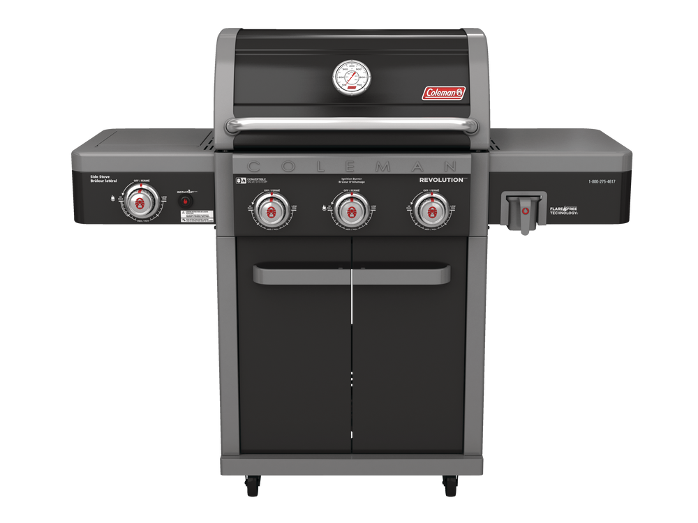 Coleman Revolution 3Burner Convertible Propane Gas BBQ Grill with Side