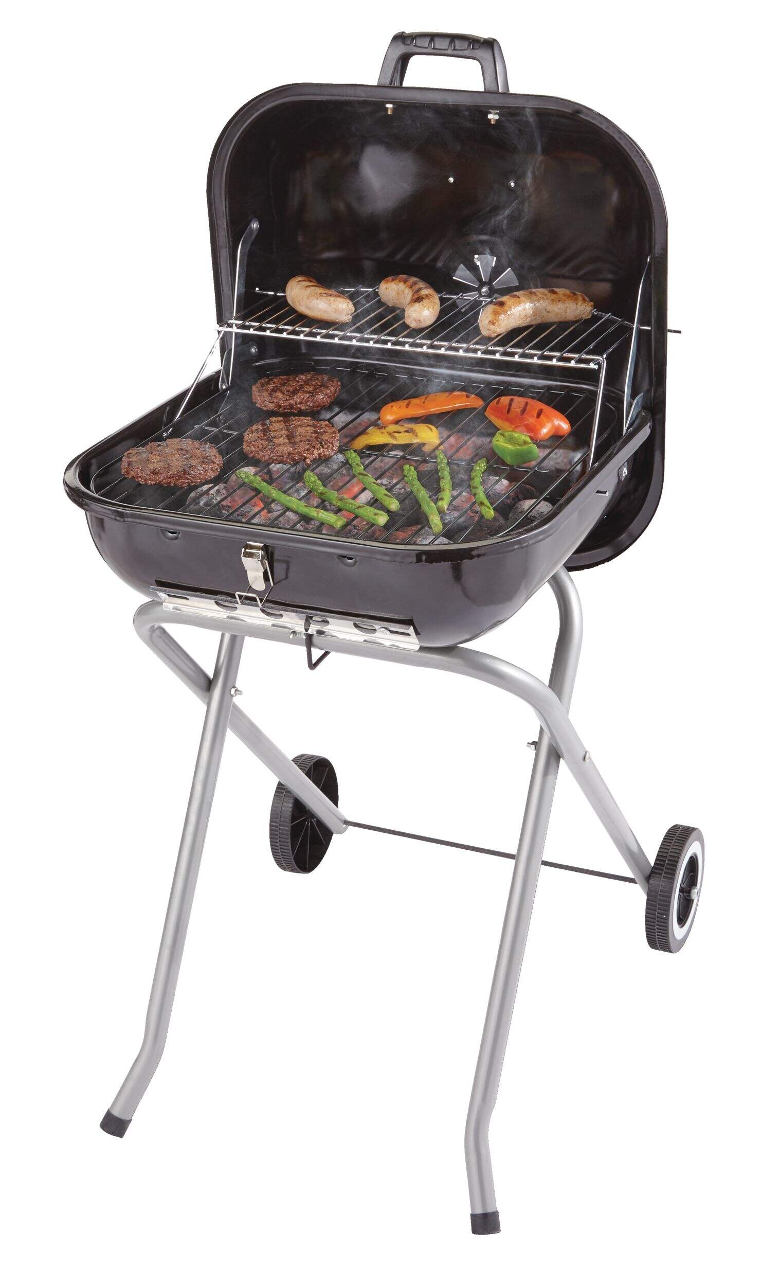 MASTER Chef Portable Charcoal Kettle BBQ Grill with a 2Wheel Folding