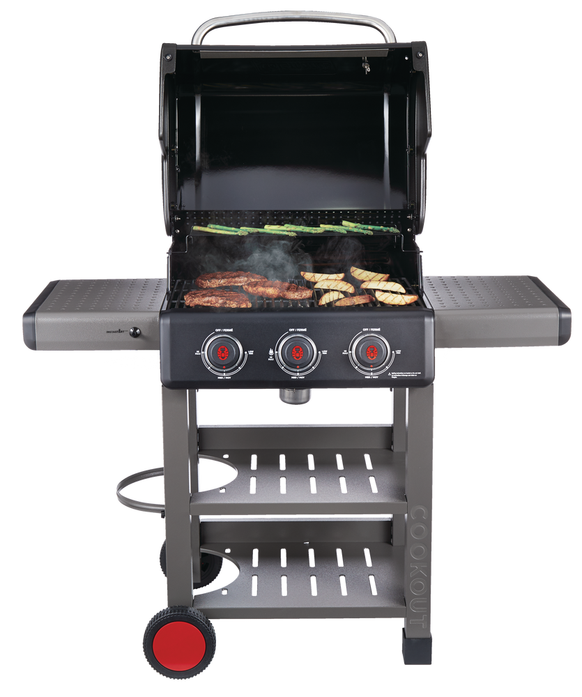 Coleman Cookout 3Burner Propane Gas BBQ Grill with Side & Storage