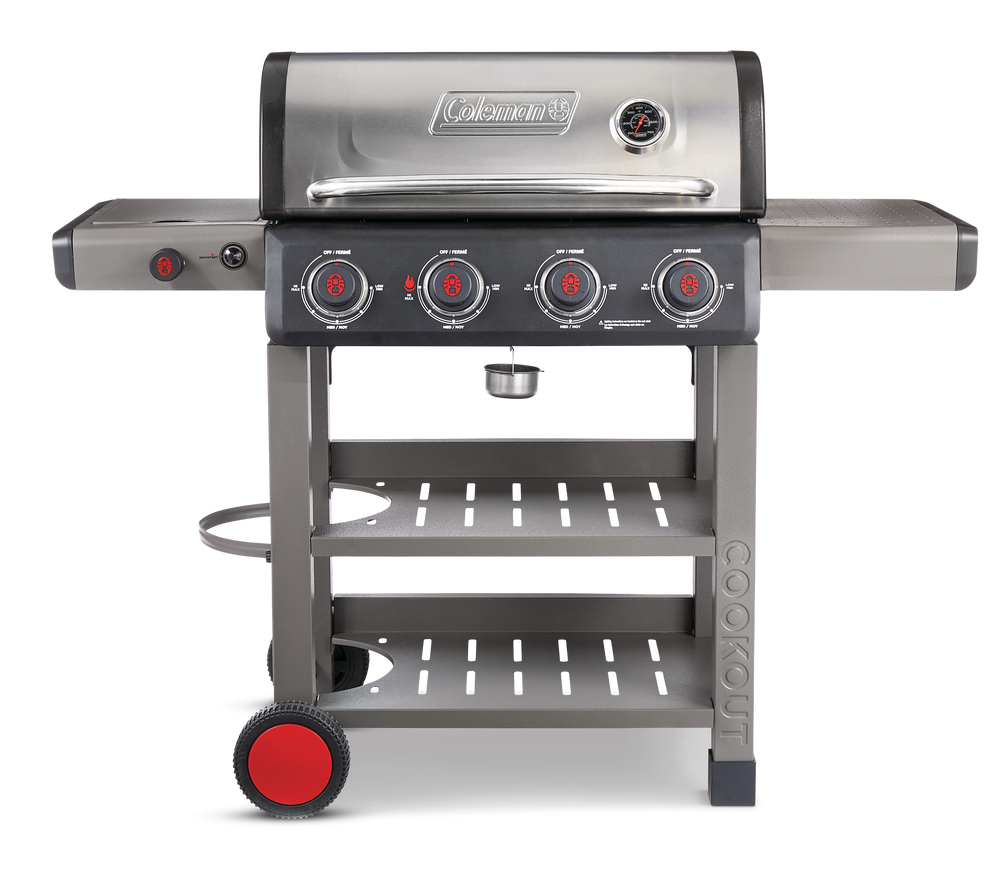 Coleman Cookout 4Burner Propane Gas BBQ Grill with Side Burner