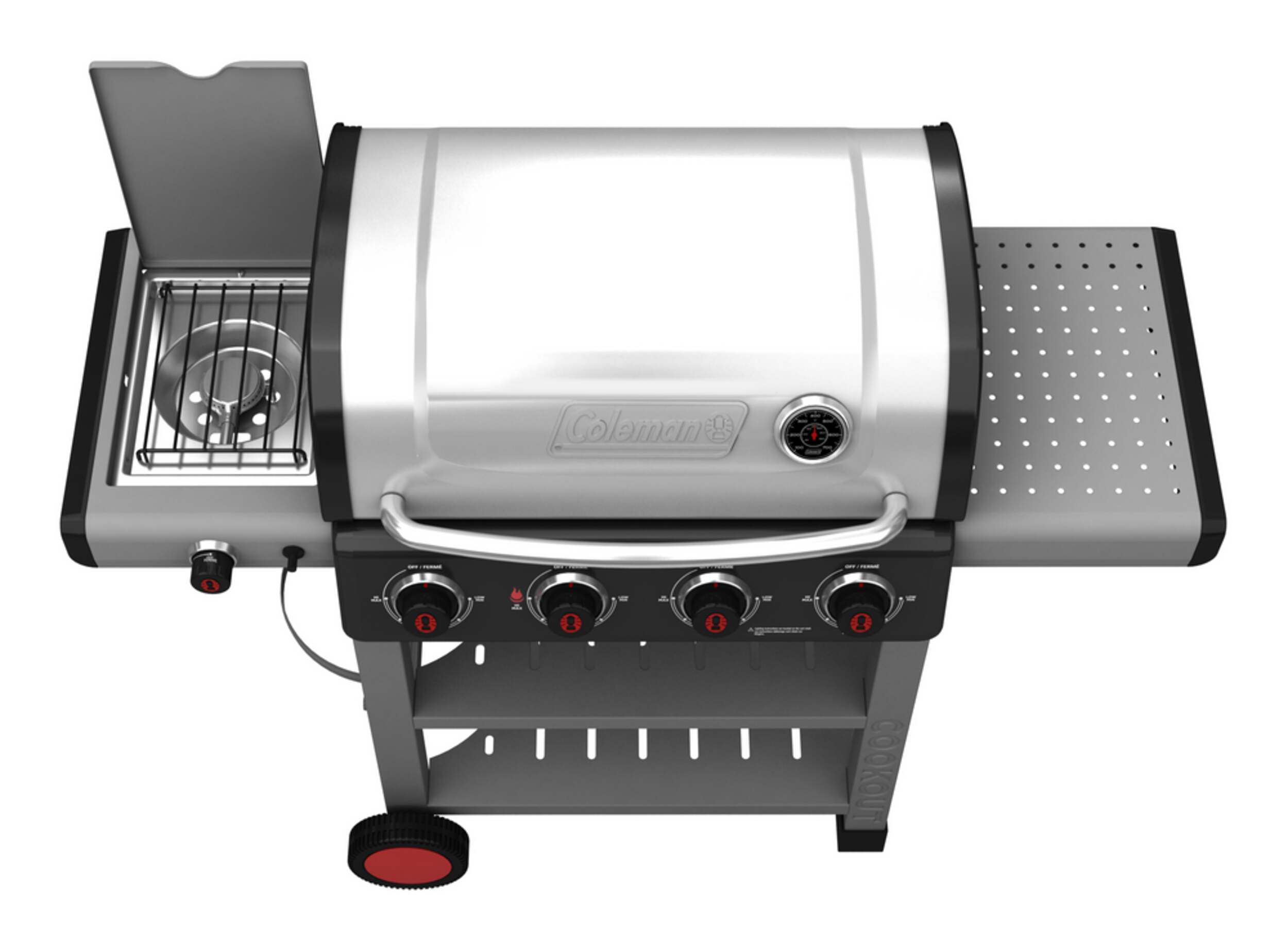 Coleman Cookout 4Burner Propane Gas BBQ Grill with Side Burner