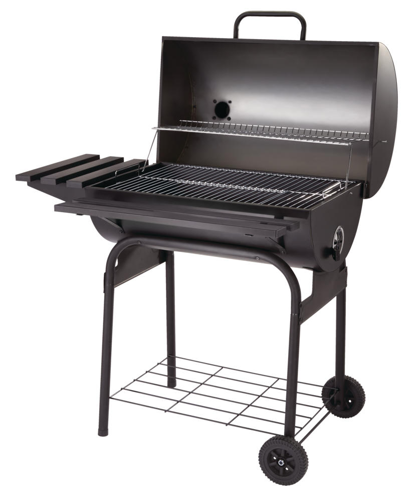 MASTER Chef Charcoal 30-In Barrel BBQ Grill with Side Shelves ...