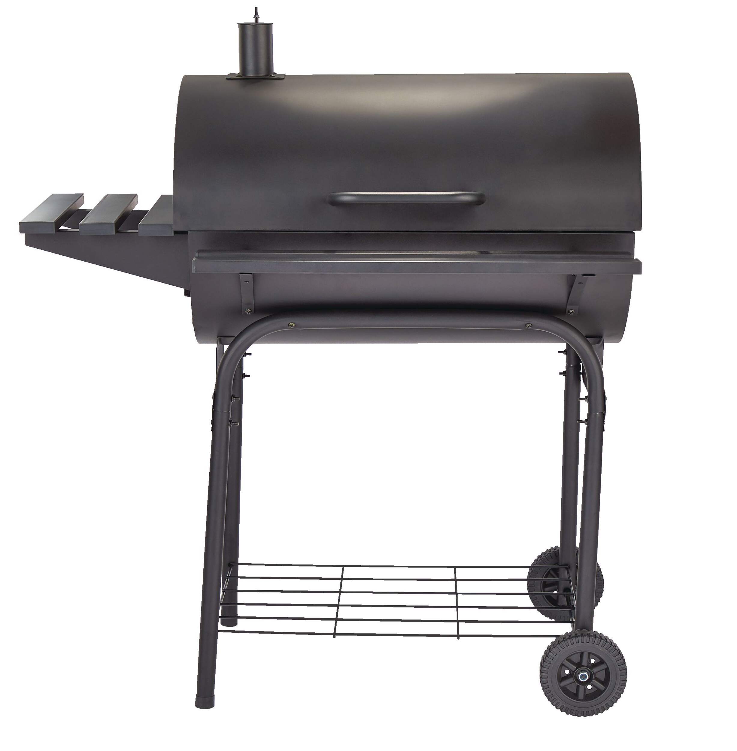 MASTER Chef Charcoal 30In Barrel BBQ Grill with Side Shelves