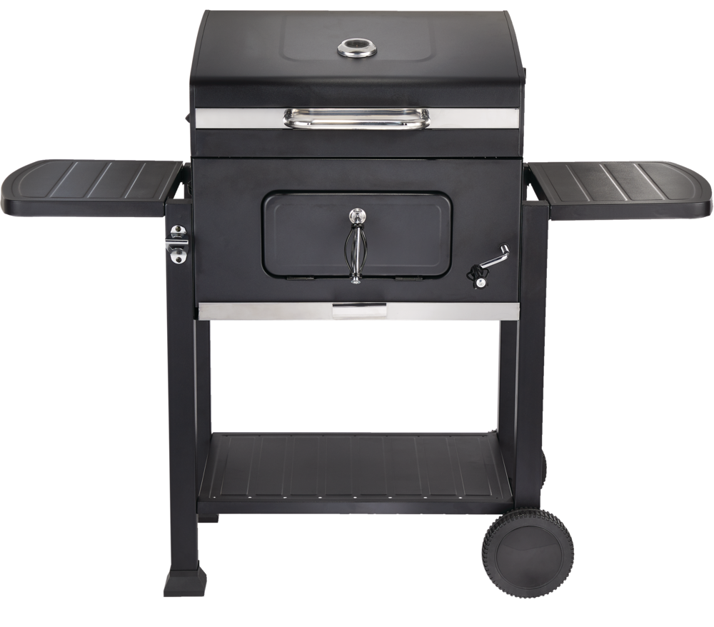 MASTER Chef Stationary 24In Charcoal BBQ Grill with Side Shelves