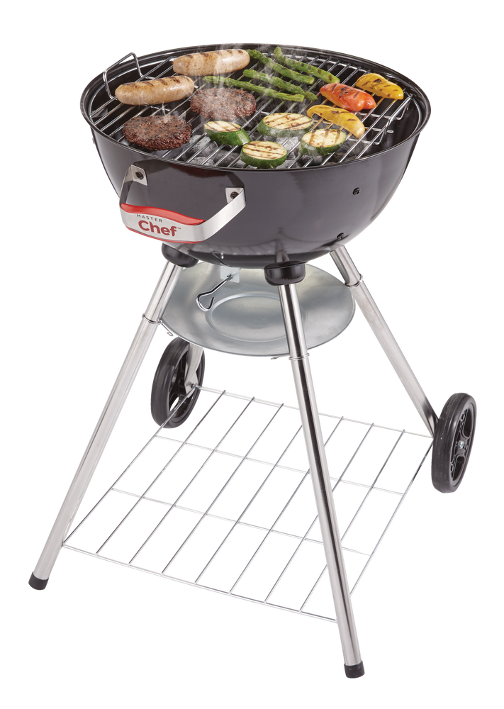MASTER Chef Portable 18In Charcoal Kettle BBQ Grill with a Bottom