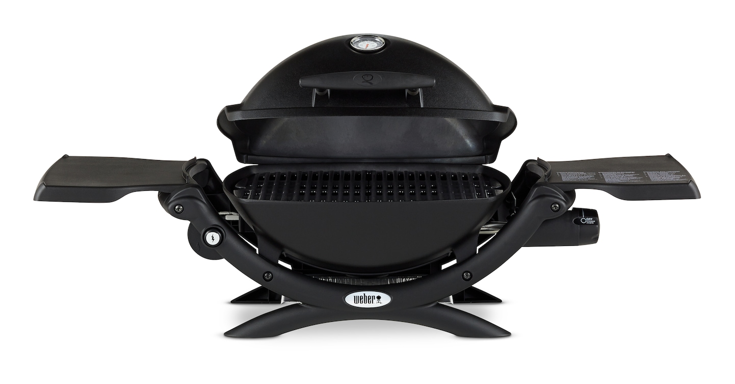 er Q1200 Portable Tabletop SingleBurner Propane Gas BBQ Grill with Folding Side Shelf