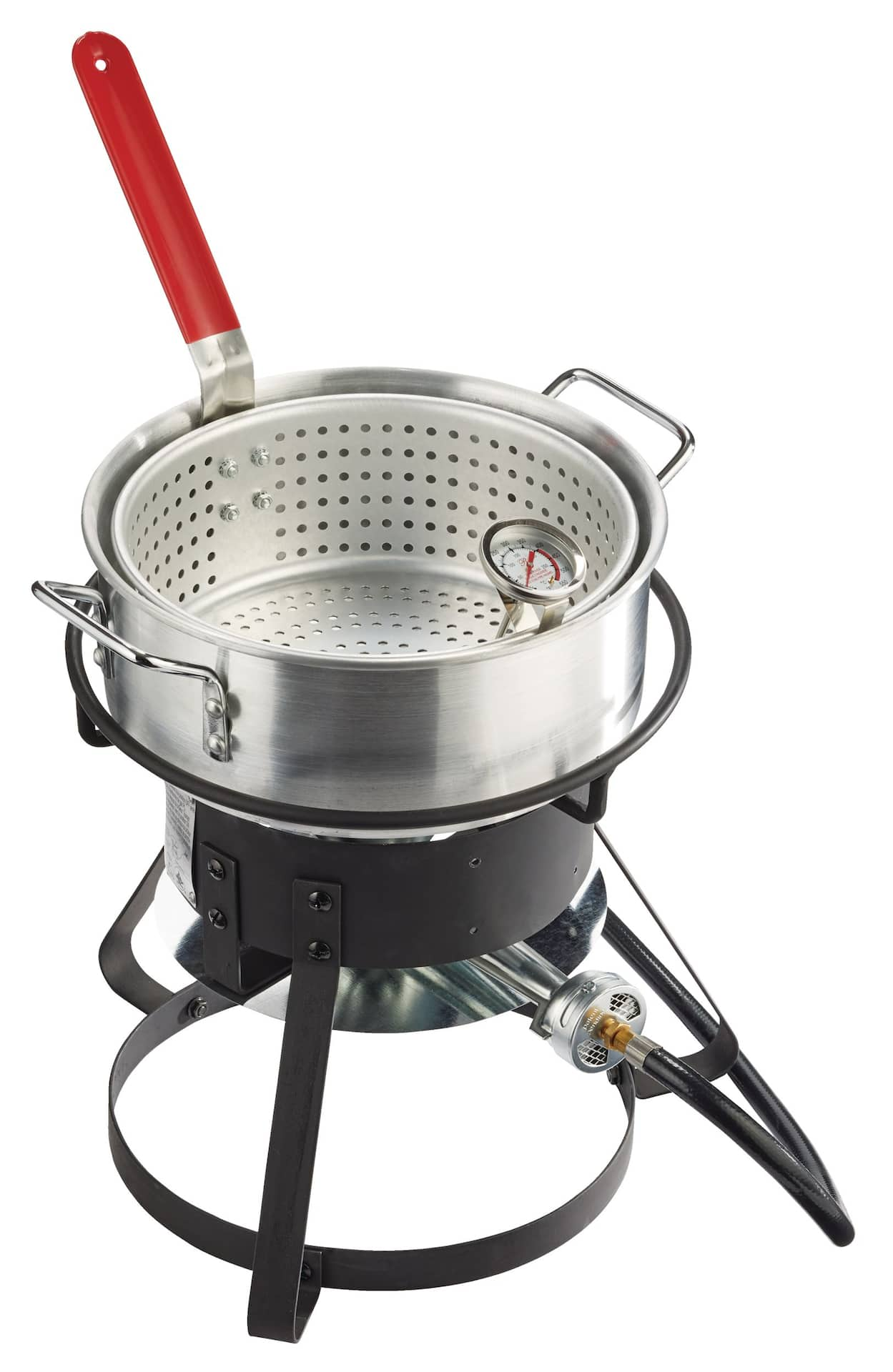 MASTER Chef Outdoor Aluminium Fish Deep Fryer with Thermometer Propane Gas Burner 6.5 qt