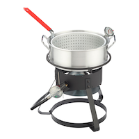 MASTER Chef Outdoor Aluminum Fish Deep Fryer with Thermometer & Propane Gas Burner, 6.5-qt