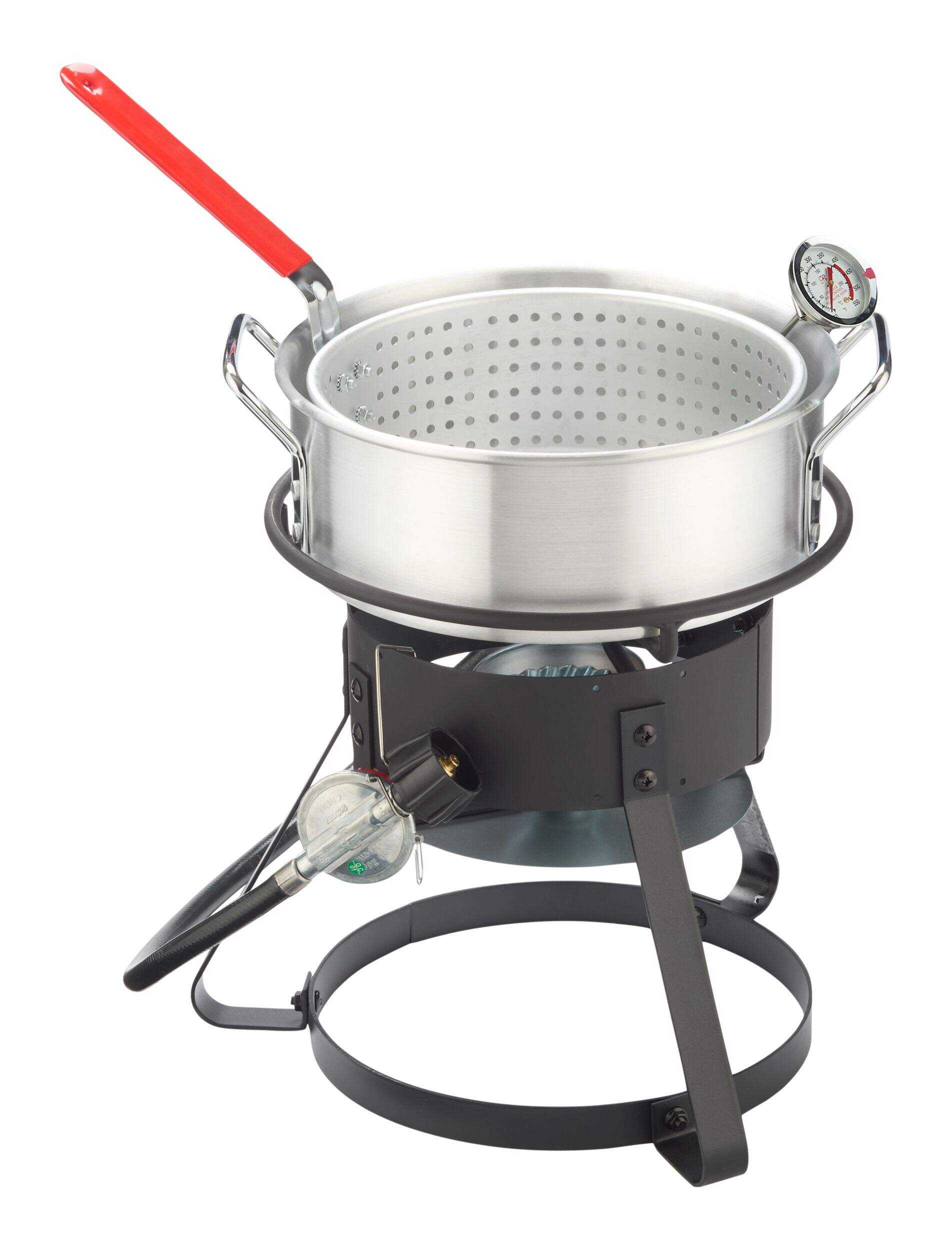MASTER Chef Outdoor Aluminum Fish Deep Fryer with Thermometer & Propane Gas Burner, 6.5-qt Front_Angled_Right