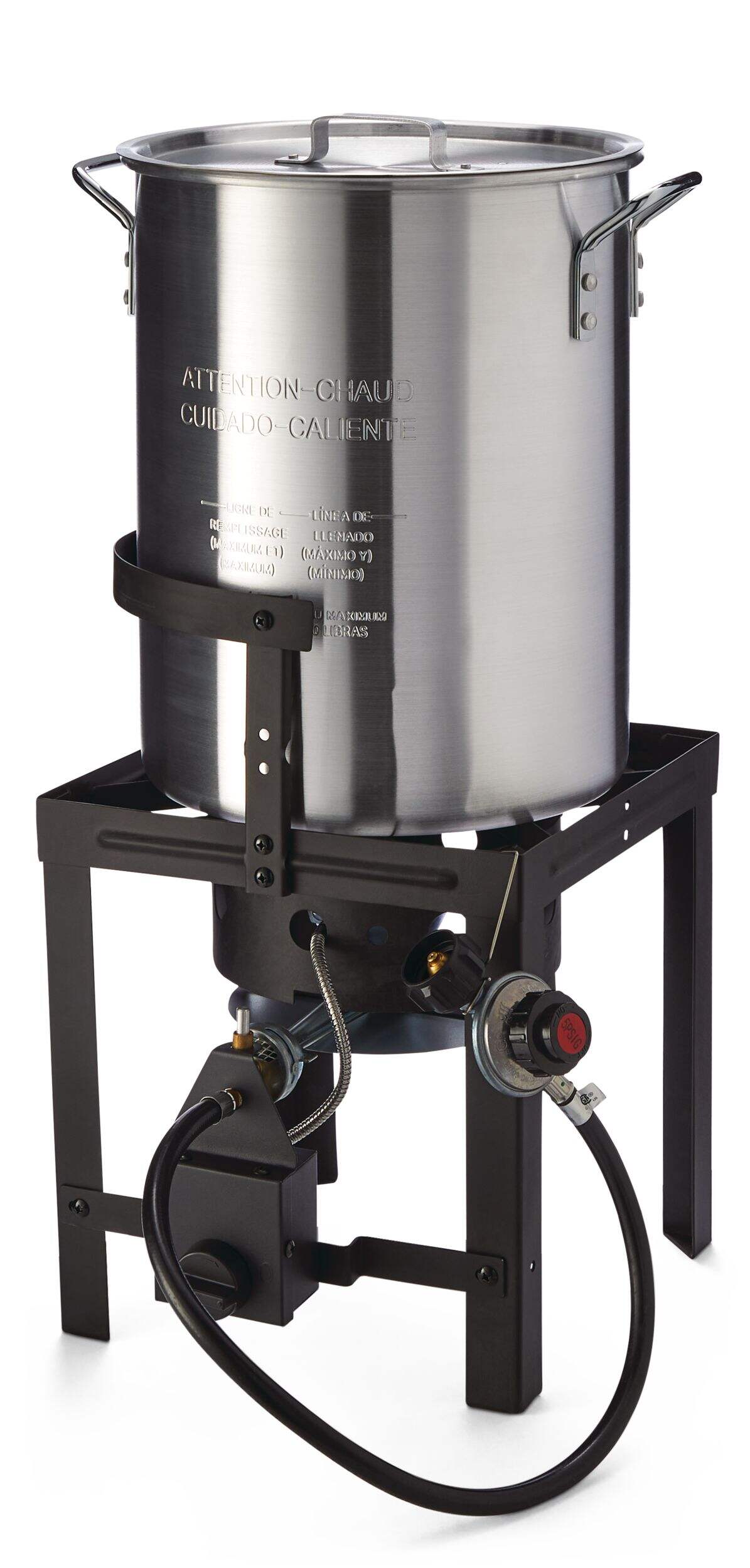 MASTER Chef Outdoor Aluminum Turkey Deep Fryer & Boiler with Propane Gas Burner, 30-qt Front_Three_Fourths_Angled_Left
