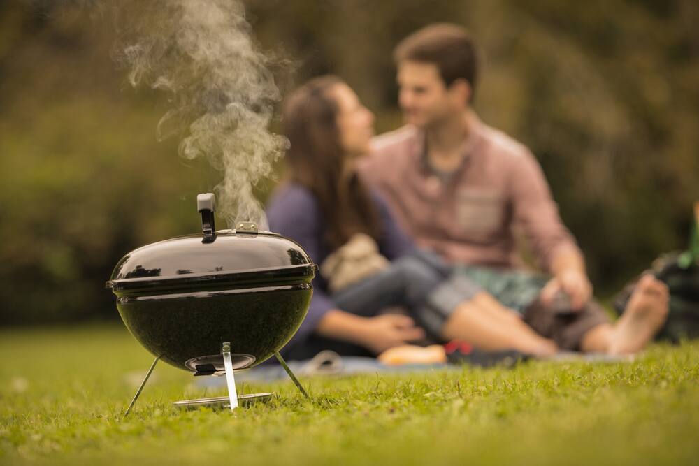 Portable Cover & 18 pc Weber Smoky Joe 14 in Charcoal Grill BBQ Tool Gift Set 