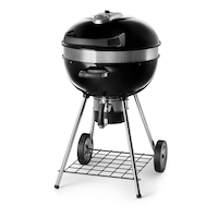 Napoleon PRO 22-Inch Charcoal Kettle BBQ Grill, PRO22K-LEG-3, Lightweight, Large Wheels, Storage Shelf, Hinged Cooking Grids Front_Three_Fourths_Angled_Left