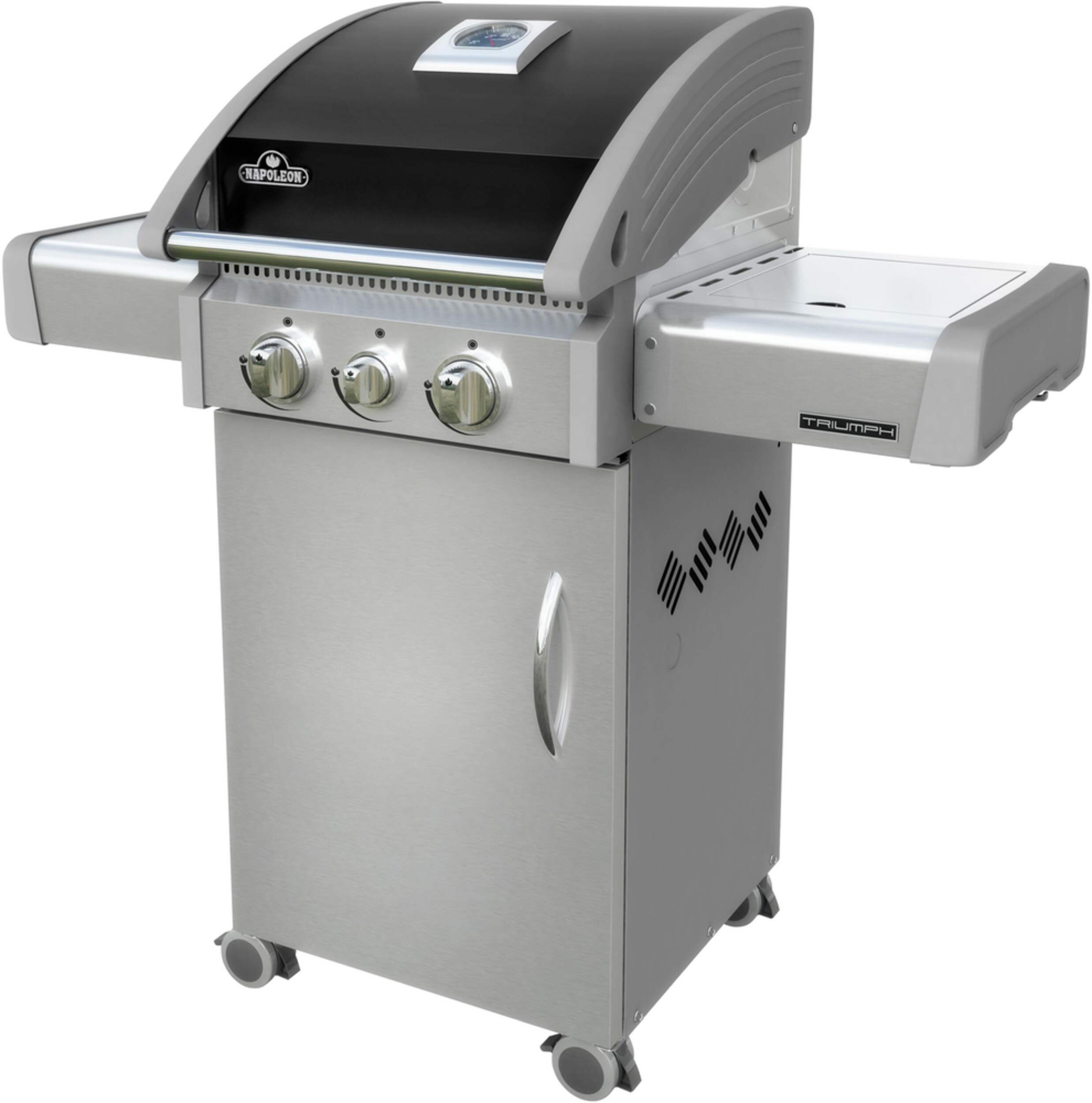 Napoleon Triumph Small Space Propane BBQ with Side Burner Front_Angled_Left