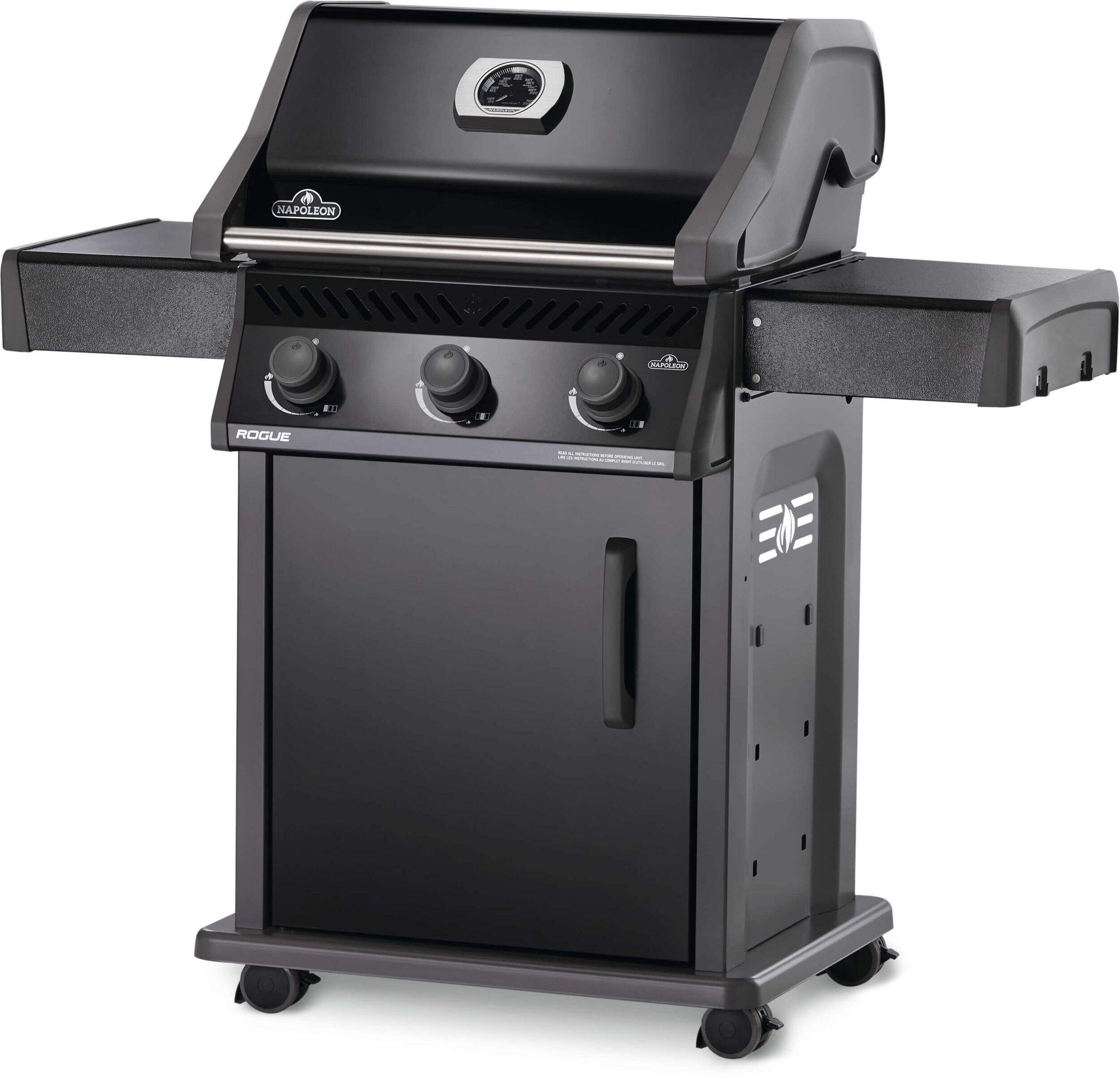 Napoleon Rogue 425 3-Burner Propane Gas BBQ Grill Front_Three_Fourths_Angled_Left
