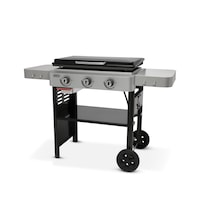 Weber Outdoor Cast Iron 3-Burner Gas Griddle Cooking Station with Grease Tray