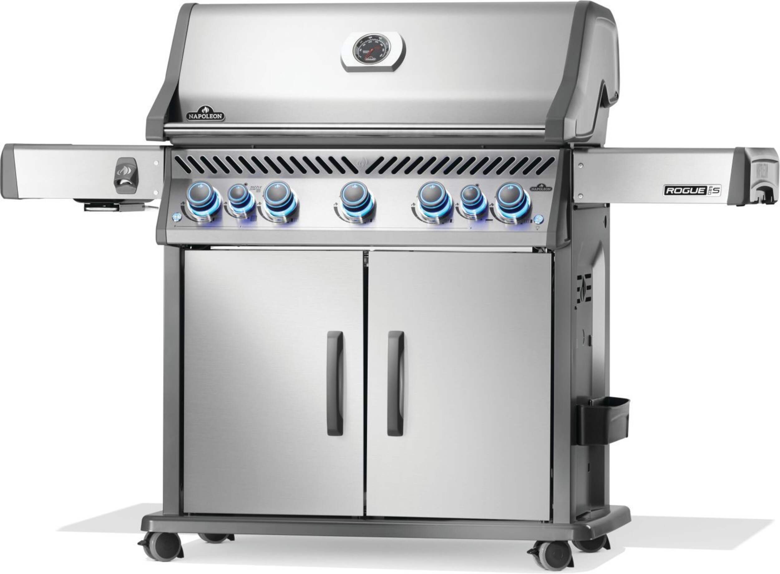 Napoleon Rogue PRO-S 625 SIB 5-Burner Natural Gas BBQ with Folding Sde Shelf Front_Angled_Left