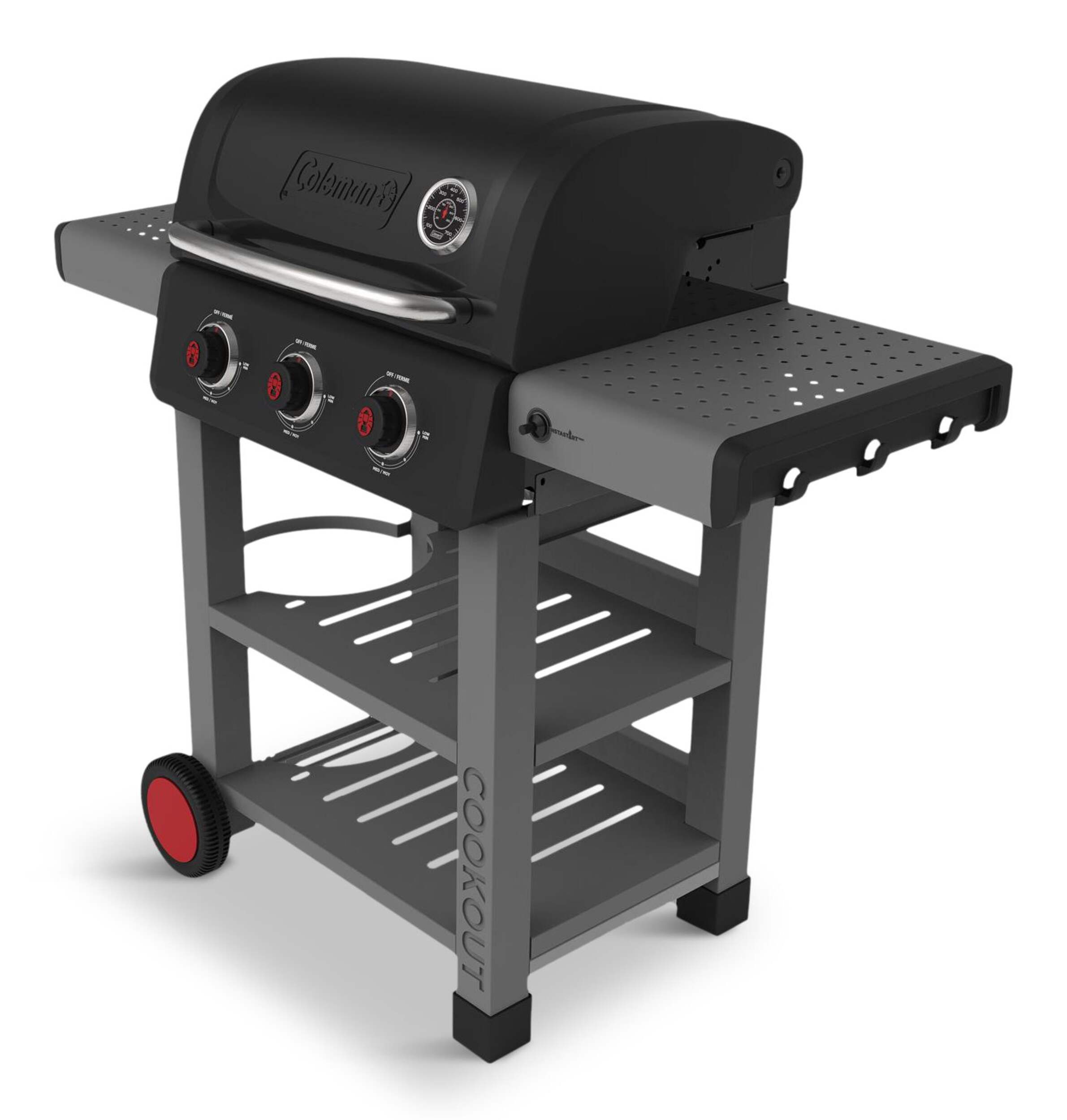 Coleman Cookout 3-Burner Propane BBQ Front_Angled_Left