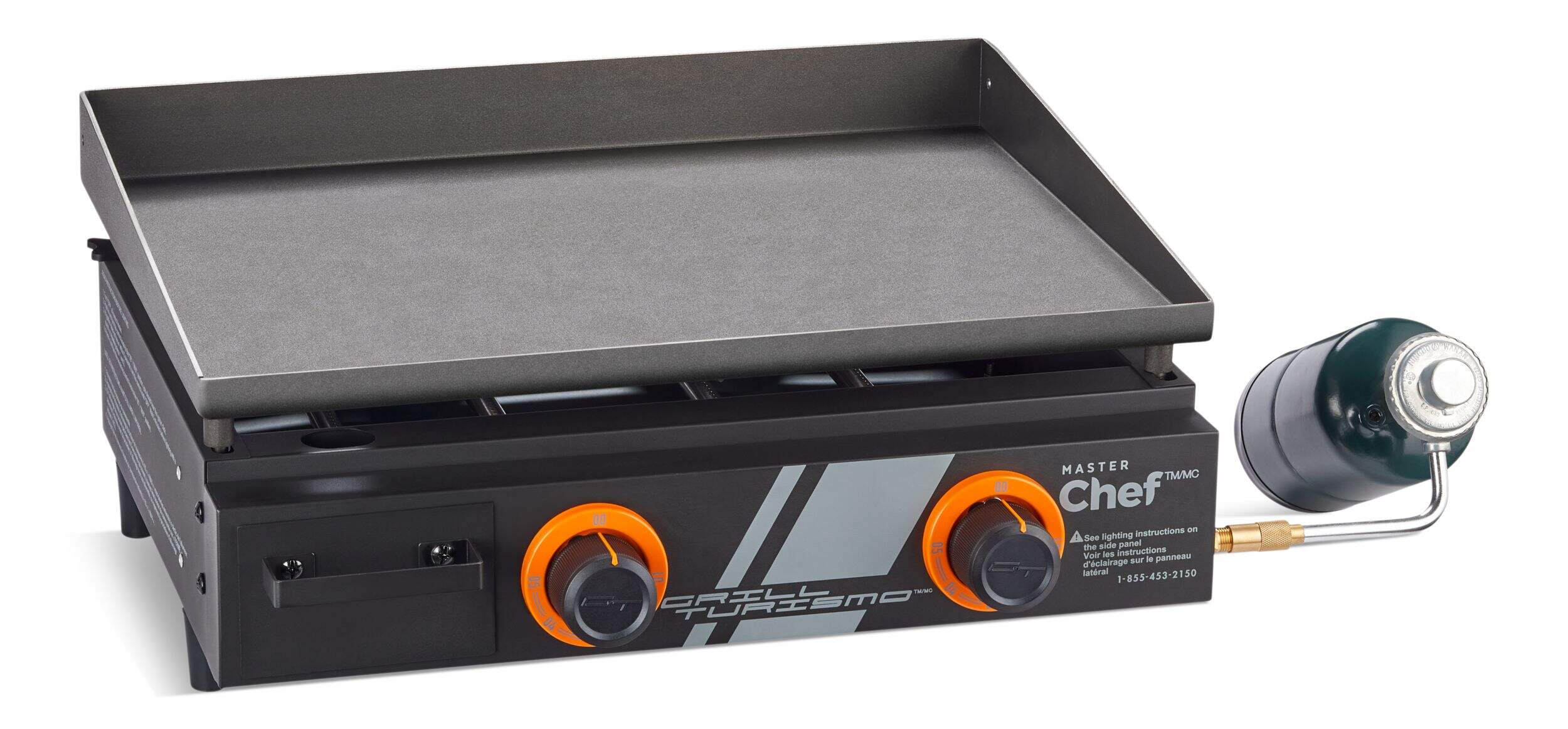 MASTER Chef Portable 2-Burner Propane Griddle, Steel, 22-in Front_Angled_Right