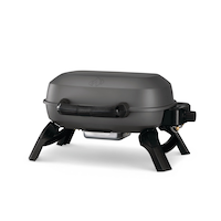 Barbecue portatif au propane de table Napoleon TravelQ 240, gris graphite, brûleur en acier inoxydable, grilles en fonte, idéal pour le camping Front_Three_Fourths_Angled_Left
