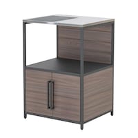 Sunjoy Fleetwood 2-Door Brown/Black Metal Modular Outdoor Prep Station Front_Three_Fourths_Angled_Left