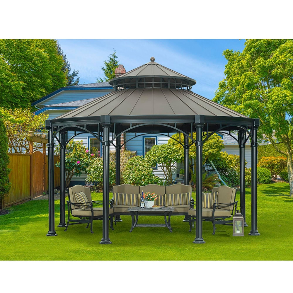 Sunjoy Younge Round Gazebo with Faux Copper Top Canadian Tire